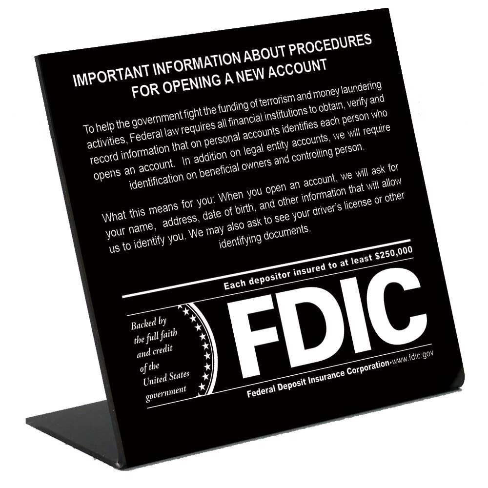 USA PATRIOT Act Counter Sign - FDIC