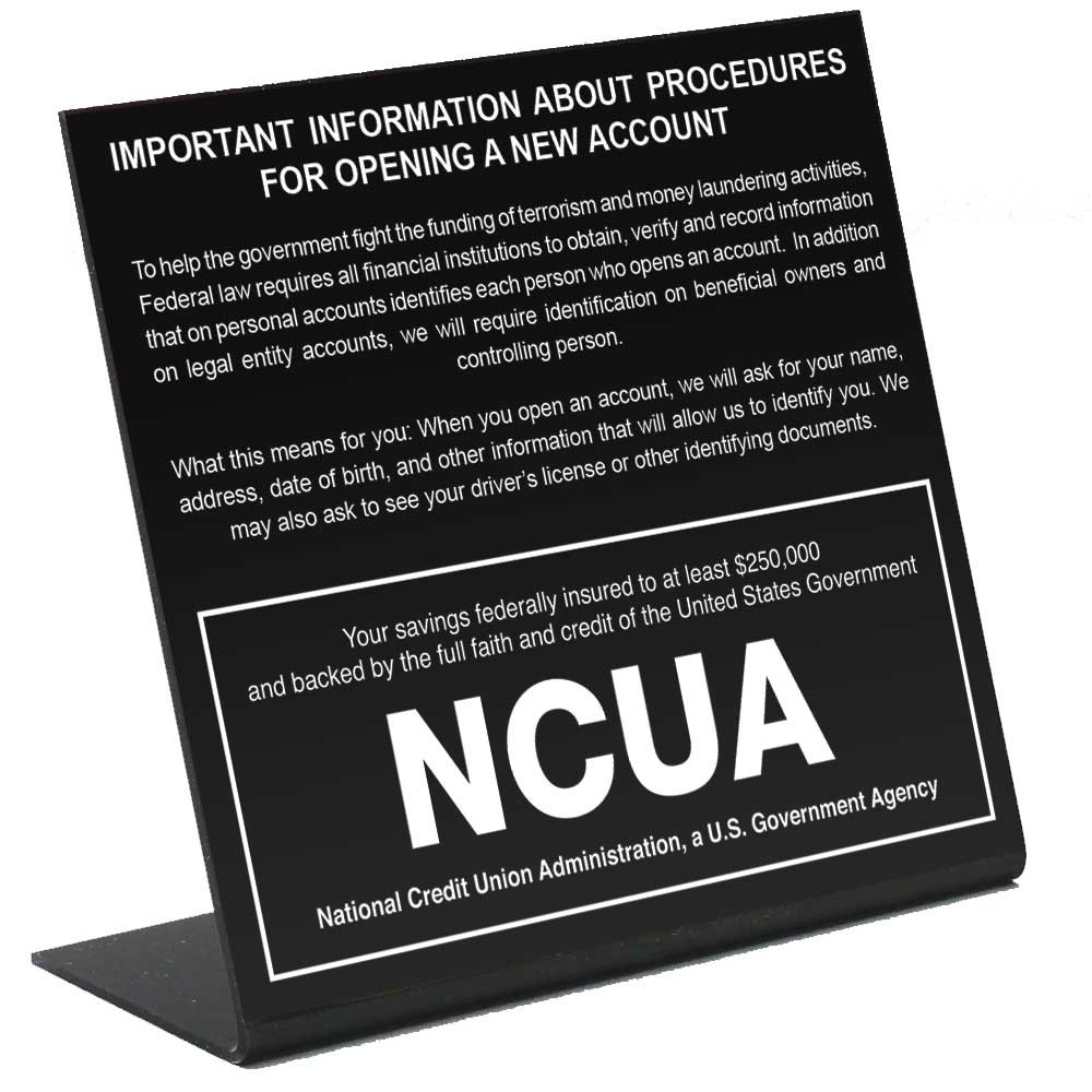 USA PATRIOT Act Counter Sign - NCUA