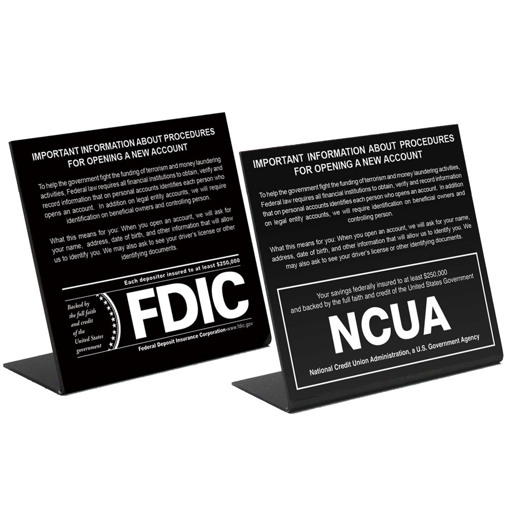 USA PATRIOT Act Counter Sign - FDIC and NCUA Bendbacks