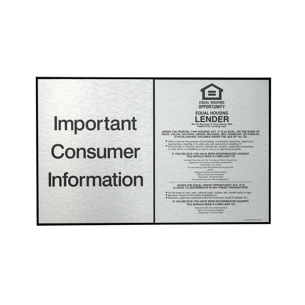 Aluminum Wall Frame for 2 Compliance Signs Shown In Black