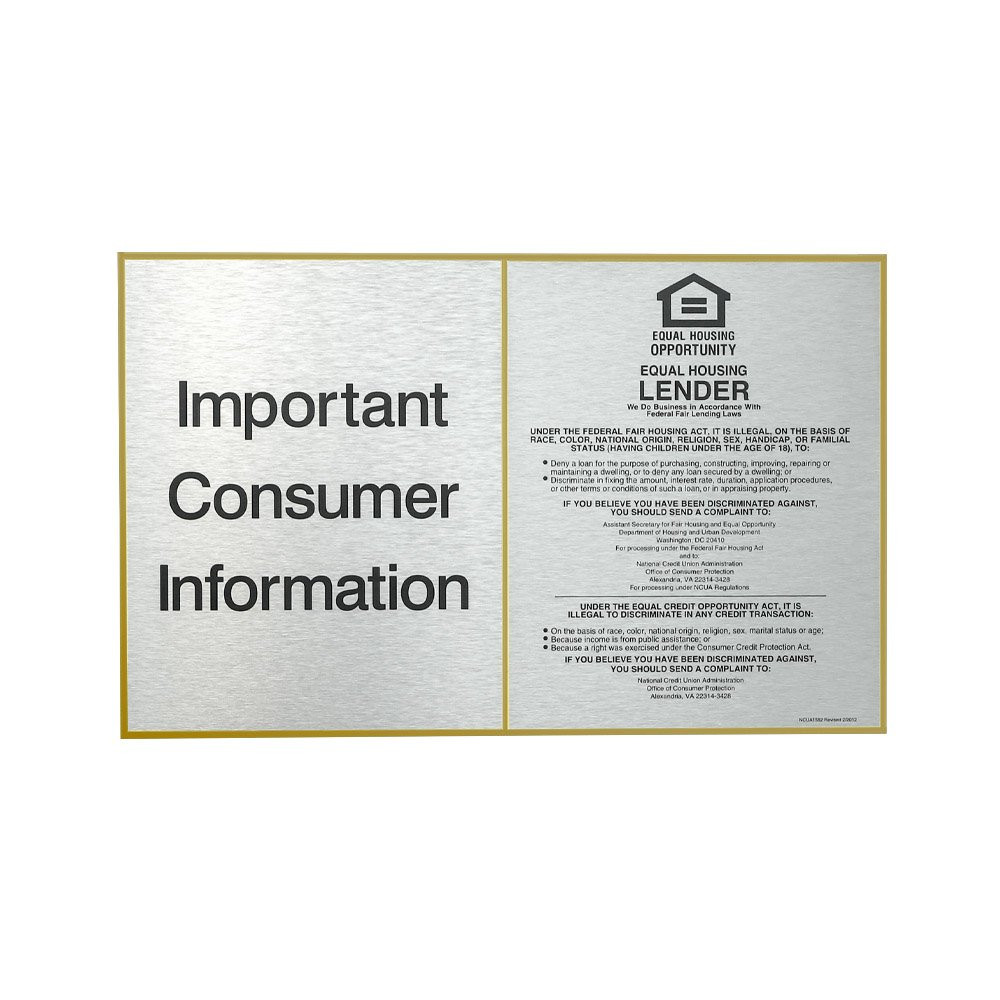 Aluminum Wall Frame for 2 Compliance Signs Shown In Gold