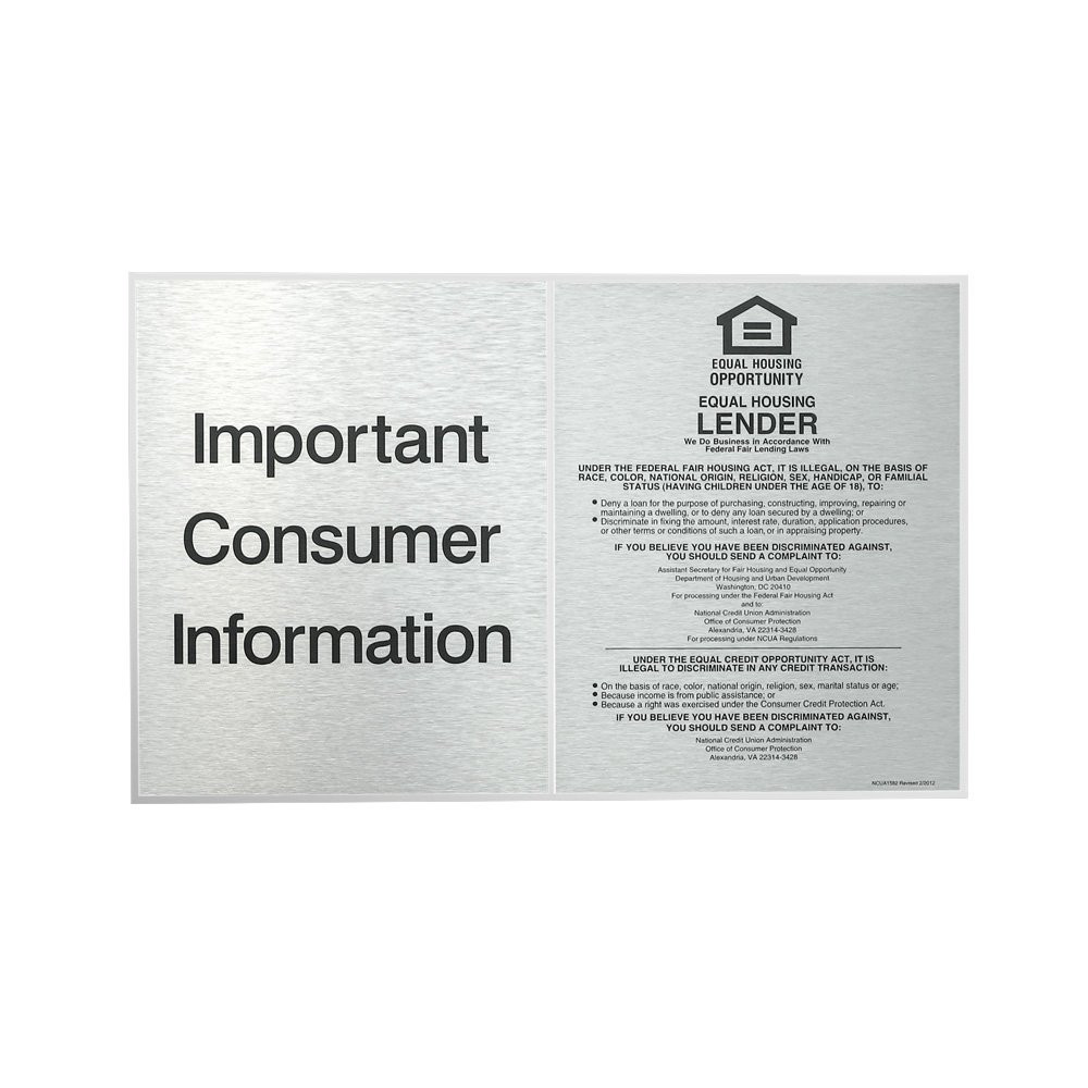 Aluminum Wall Frame for 2 Compliance Signs Shown In Silver