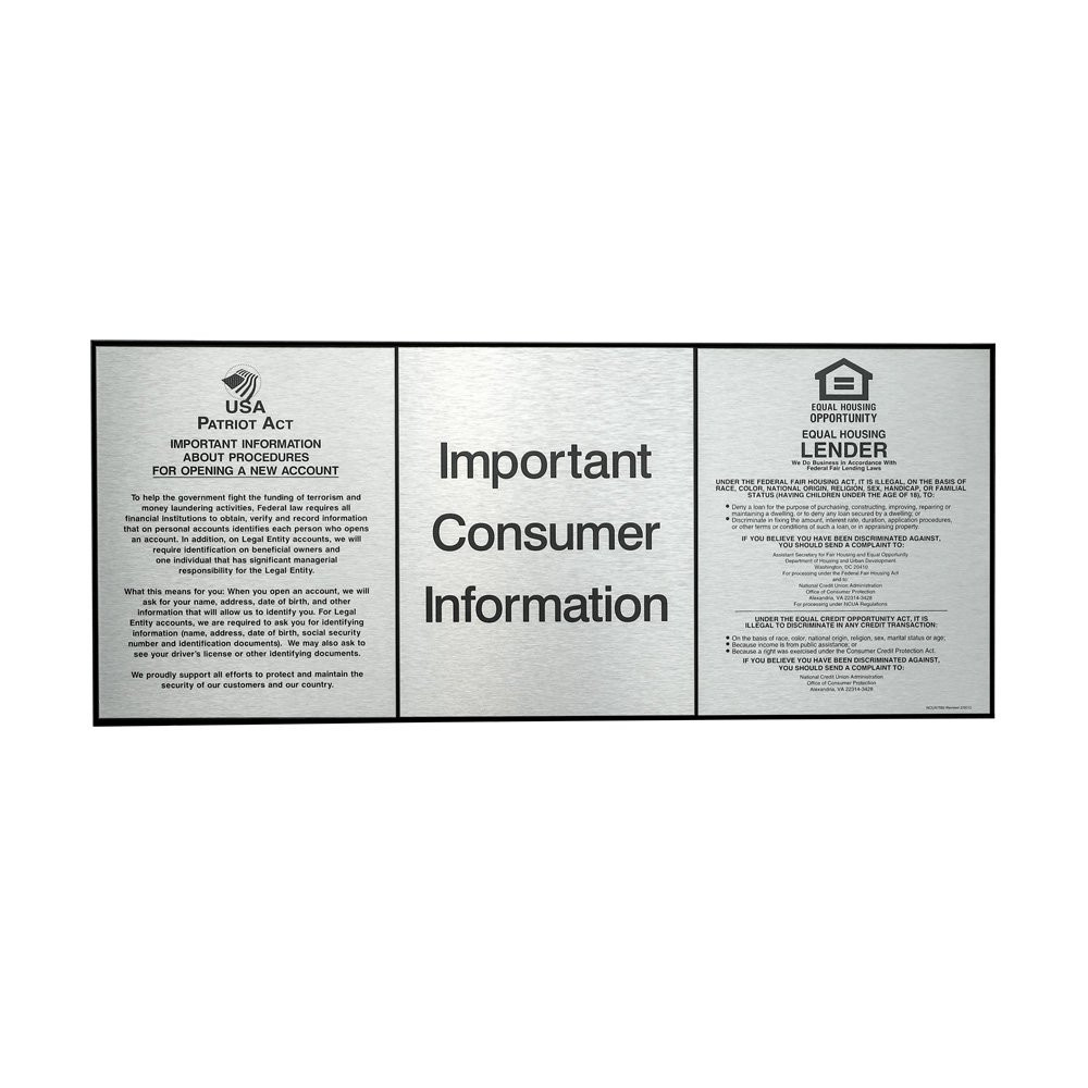 Aluminum Wall Frame for 3 Compliance Signs Shown In Black 