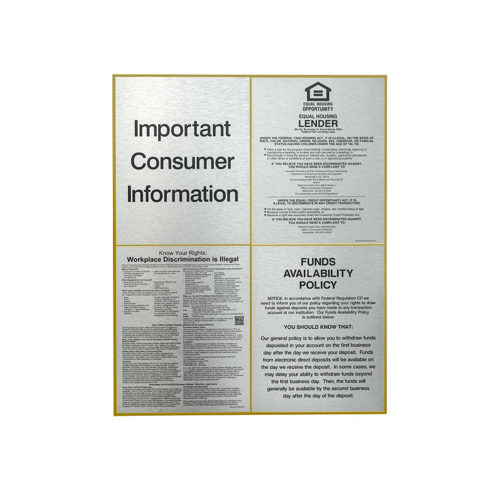 Aluminum Wall Frame for 4 Compliance Sign Shown In Gold
