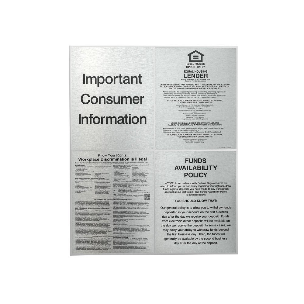 Aluminum Wall Frame for 4 Compliance Sign Shown In SIlver