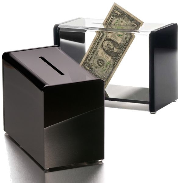 Keyed Alike Black Acrylic Countertop Tip Box - 7-3/4W x 5-5/8H x 4-1/4D - Portable (Default)