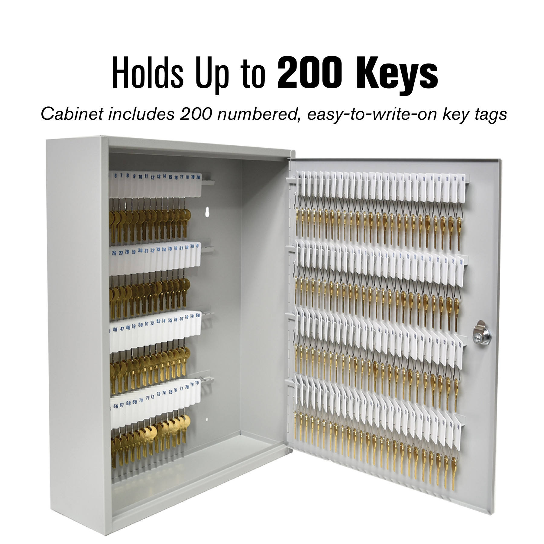 Single Lock Fort Knox™ Key Cabinet - 200 Key Capacity - Keyed Differently - Holds up to 200 keys