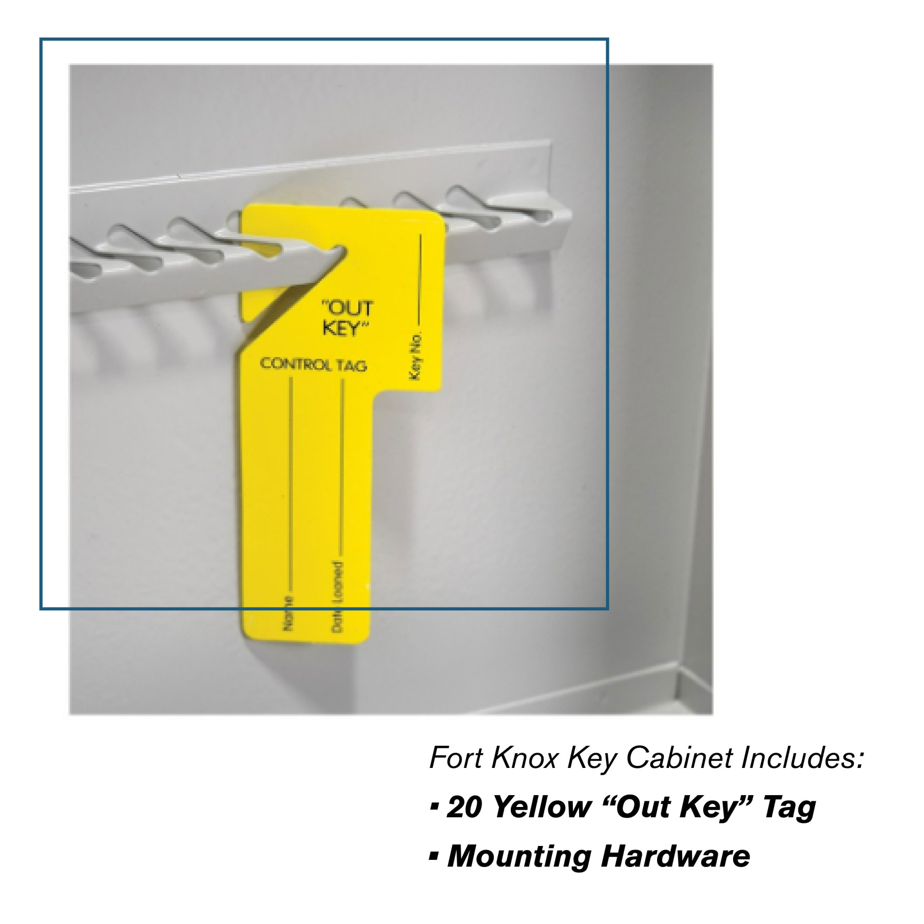 Single Lock Fort Knox™ Key Cabinet - 200 Key Capacity - Keyed Differently - yellow out key