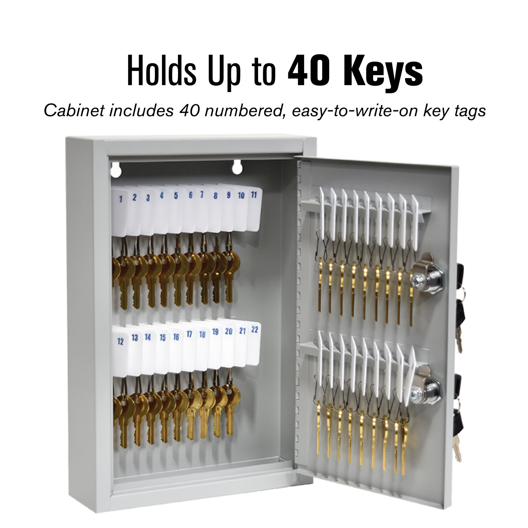 Dual Lock SteelMaster™ Key Cabinet - 40 Key Capacity - Keyed Differently - Holds up to 40 keys