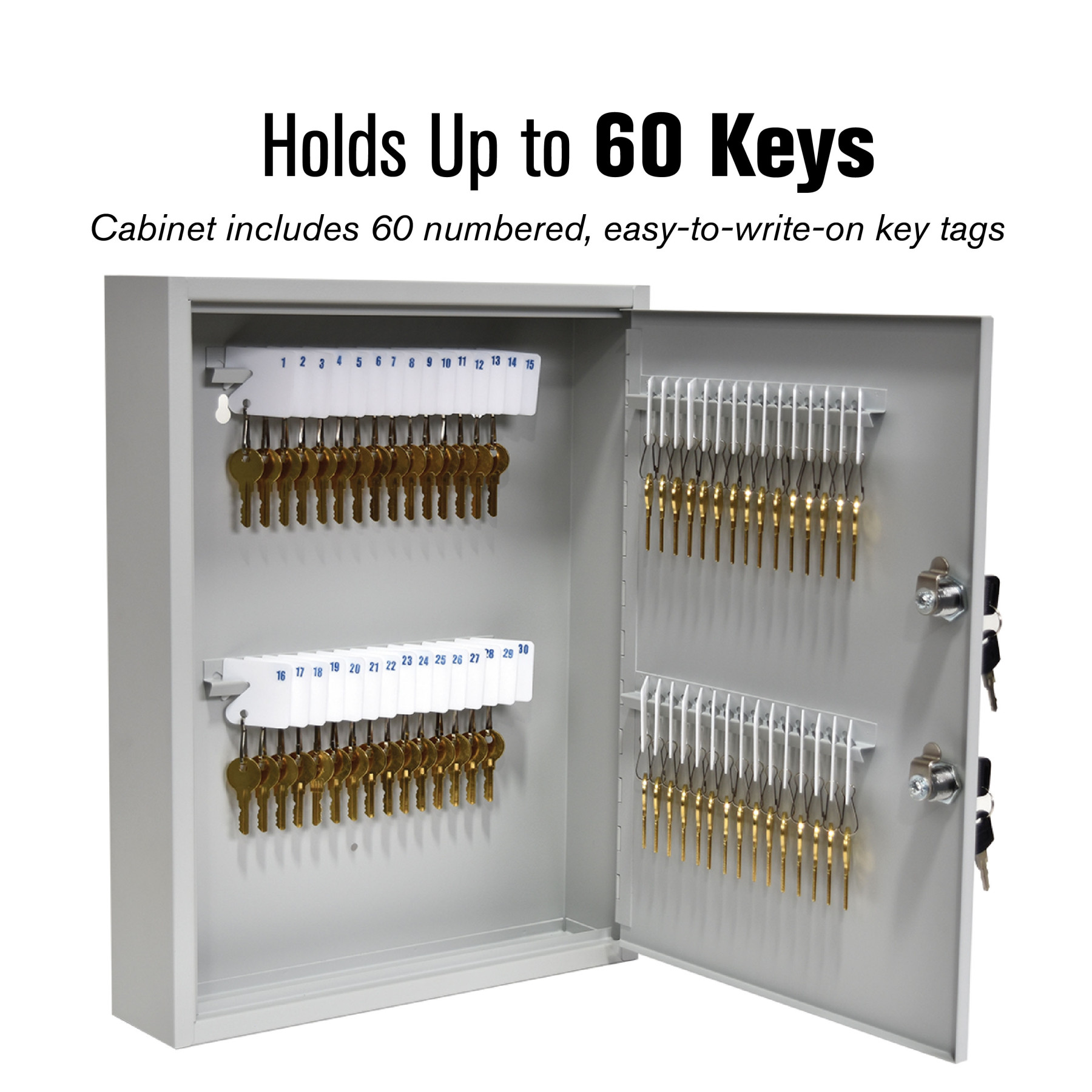 Dual Lock Fort Knox™ Key Cabinet - 60 Key Capacity - Keyed Differently - Holds up to 60 keys