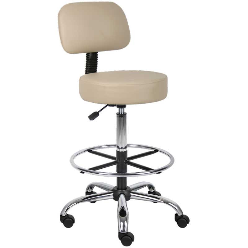 Teller Window Stool in beige with back