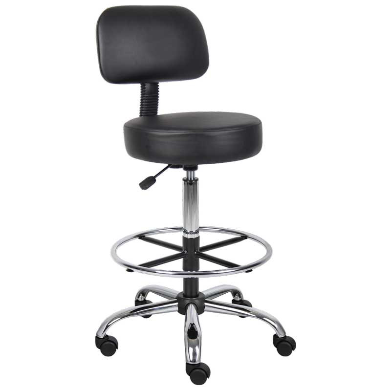 Teller Window Stool in black with back