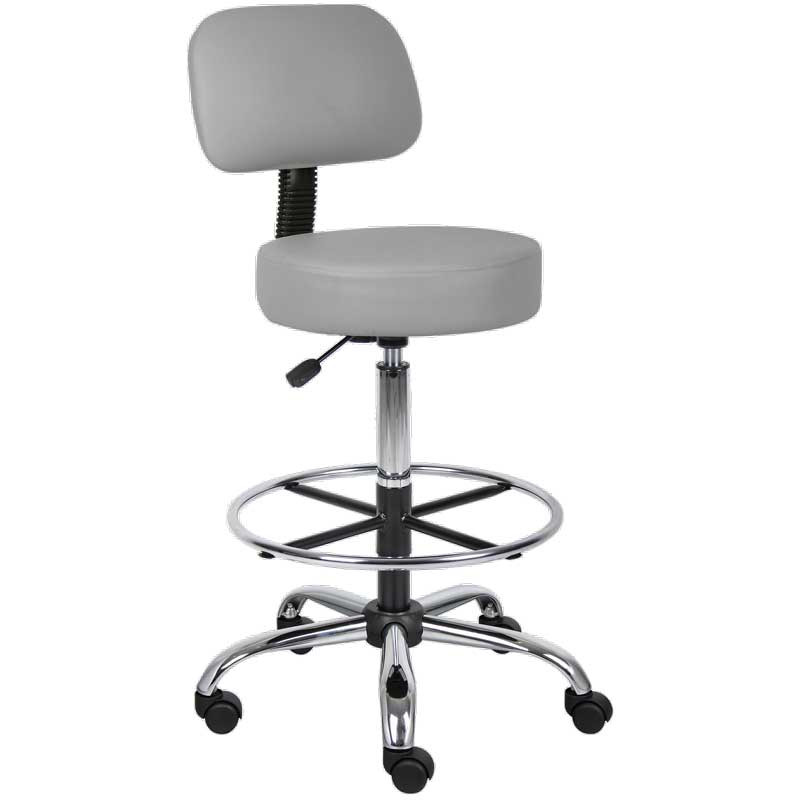 Teller Window Stool in gray with back