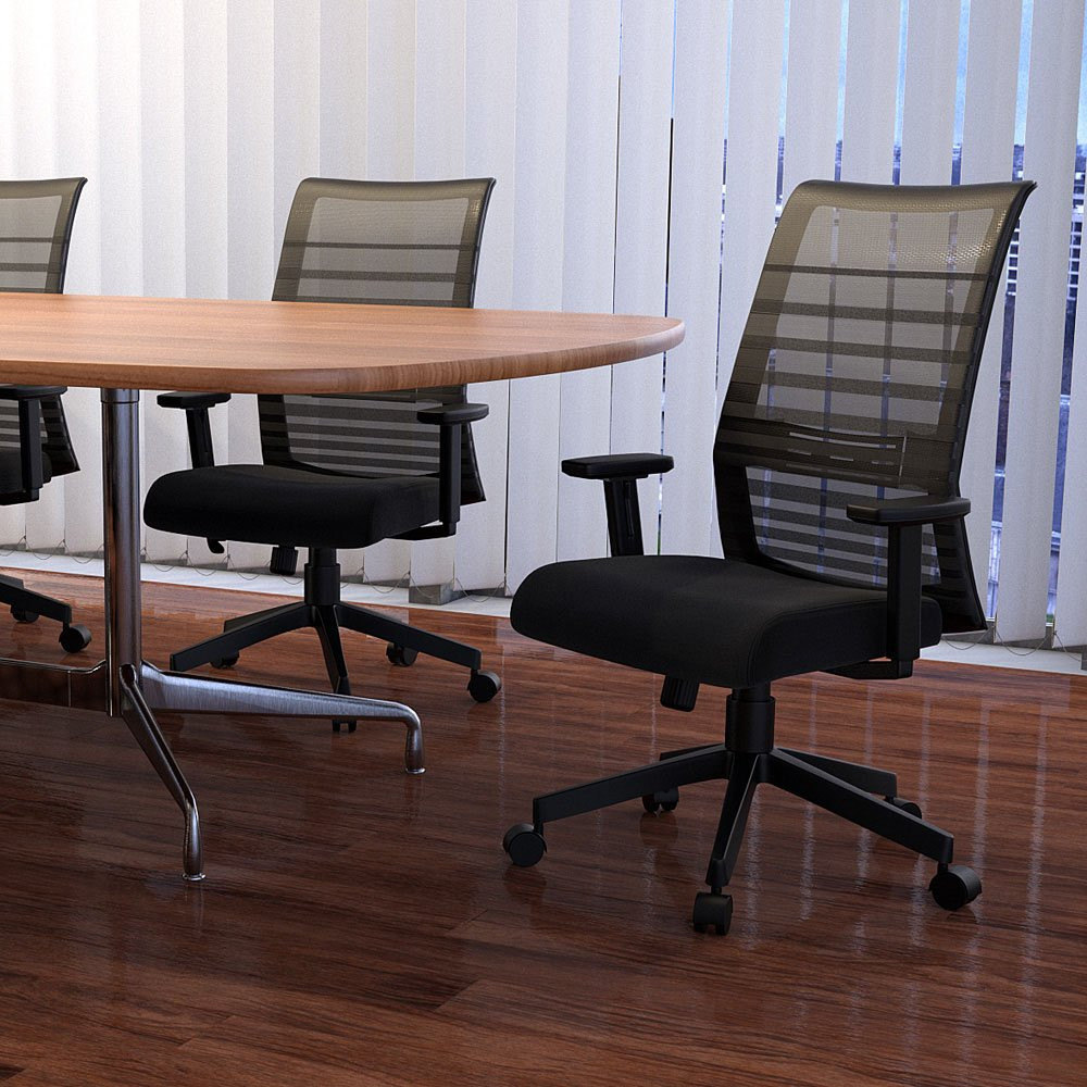 Horizon Mesh Back Task Chair with Synchro-Tilt & Adjustable Armrests at desk