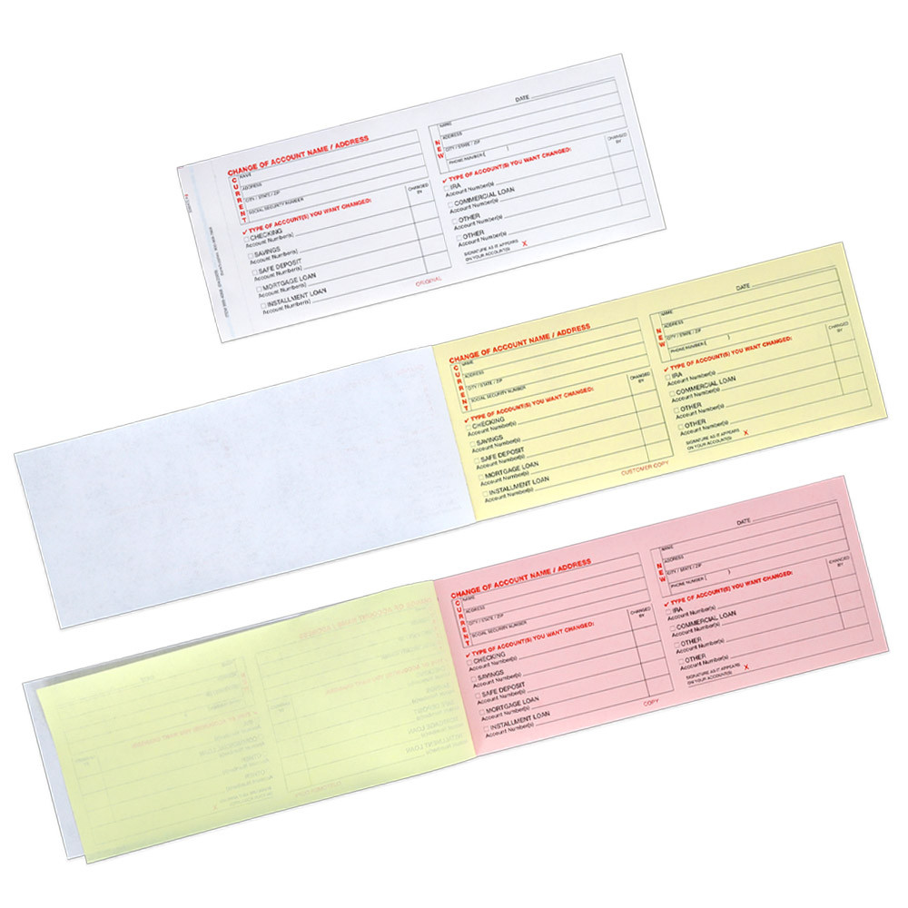 All Parts -- Change of Account Name/Address 3 Part Form