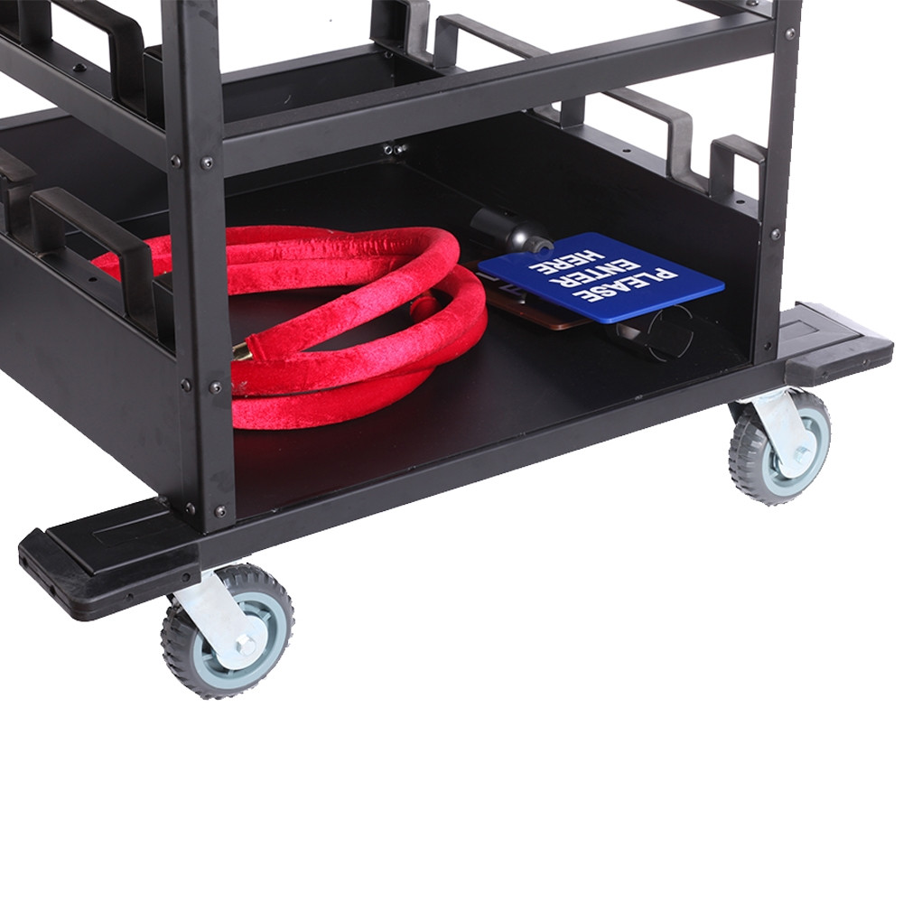 Extra storage under posts for signage and ropes 