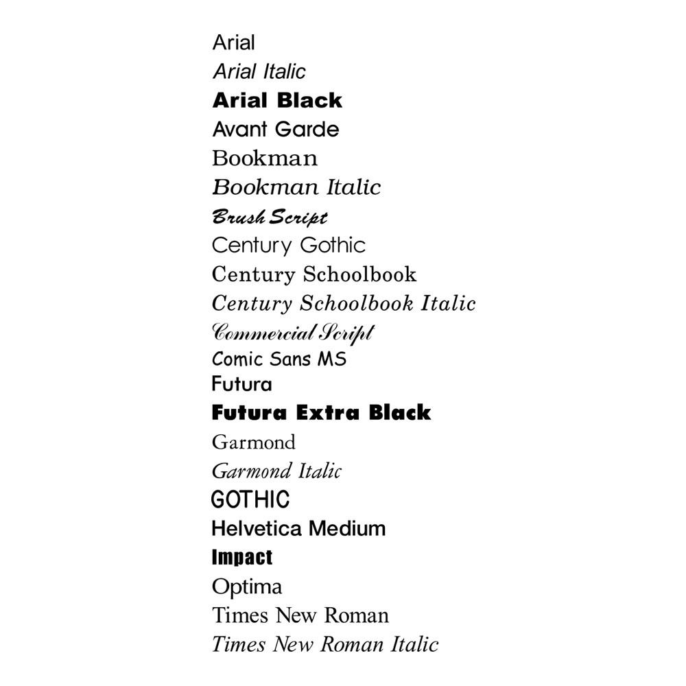 Nameplate Fonts