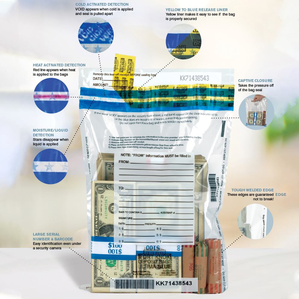 19W x 24H 12 Bundle Ultima Blue® Money Bags - G Bag 