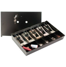(W x H x D): 15.625" x  2.375" x 11" Steel Money Tray with Locking Lid
