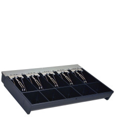 (W x H x D): 16" x 2.2" x 10.9" Currency Tray with 5 Currency, 5 Coin Compartments