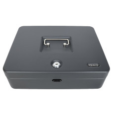 STEELMASTER® Tiered Cantilever Cash Box with Bill Weights and Key Lock - 11-13/16W x 9-7/16D hero