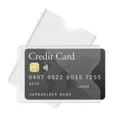 Protective Vinyl Card Sleeve w/ Thumb-Cut Notch - Box of 250 - shown with card in sleeve 