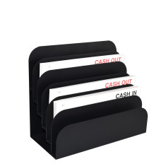 SteelMaster™ Cashier Pad Rack - 6 Slot File & Desk Organizer - black - for filing and organization