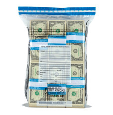 Ultima Blue® Clear Deposit Bags - 12W x 16H - shown in use sealed with money in deposit bag