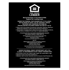 Matte Black Equal Housing Lender Wall Sign (FDIC) - Ready-to-Ship