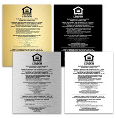 11W x 14H  Equal Housing Lender Wall Sign (National Banks) 