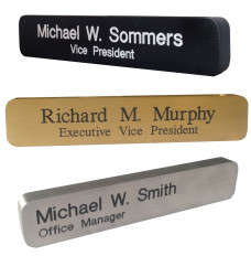 Solid Aluminum Nameplate Set - Black, Silver, and Gold
