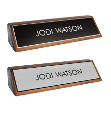 Walnut Desk Block Nameplate Set - 8W x 2H