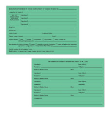 Safe Deposit Box Right of Access Cards