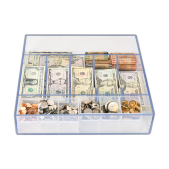 (W x H x D): 14-5/8" x 3" x 15" Currency Tray - Clear