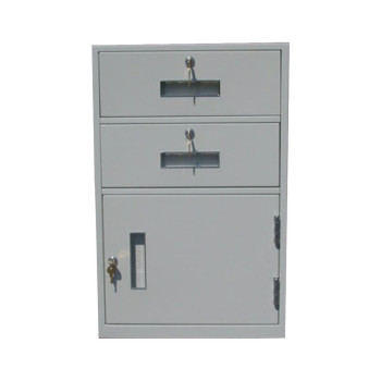 FENCO LOWBOY PEDESTAL, (2) KEY LOCKING DRAWERS, (1) HINGED LOCKER