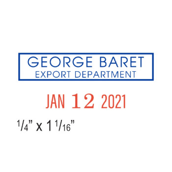 Self-Inking Date Stamp w/Blue/Red Ink - 1-1/16W x 1/4H - Up to 2 Lines Above Date