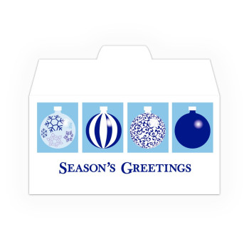 Holiday Drive Up Envelope - Season's Greetings - Blue Bulbs - No Imprint - Open Side