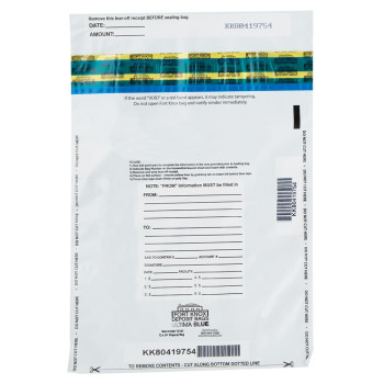 (W x H): 12" x 16" Ultima Blue® Deposit Bag, White
