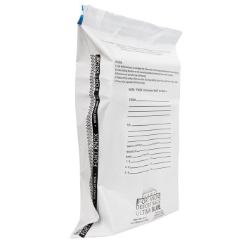 (W x H): 9" x 12" Ultima Blue® Deposit Bag, White