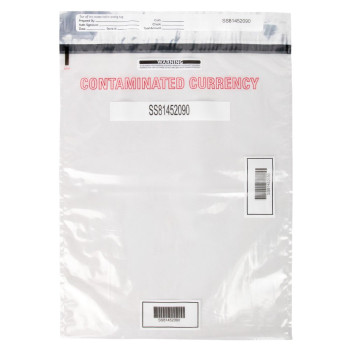 Tamper Evident Contaminated Currency Deposit Bags - 15W x 20H - Pack 250