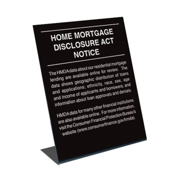 (W x H): 11" x 14" Home Mortgage Disclosure Easel Sign