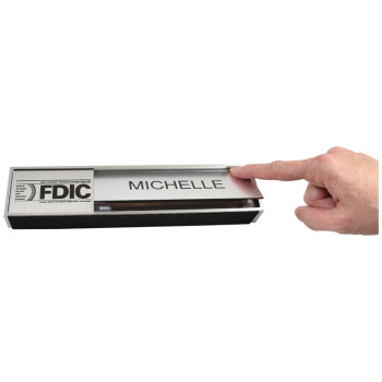 (W x H x D): 9" x 2" x 1"  Desk Bar with Magnetic Nameplate Set