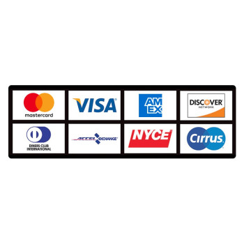(W x H): 15-1/4" x 4-3/4" ATM Card Acceptance Sign, 8 Logo-Horizontal