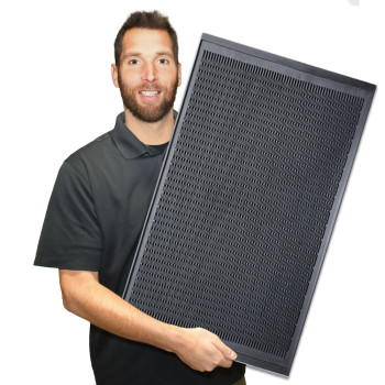 Clean Step Scraper Outdoor Mat - 120mil. All-Rubber Construction - Black - Made-To-Order