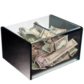 (W x H x D): 10" x 6" x 8"  Countertop Tip Box - Clear