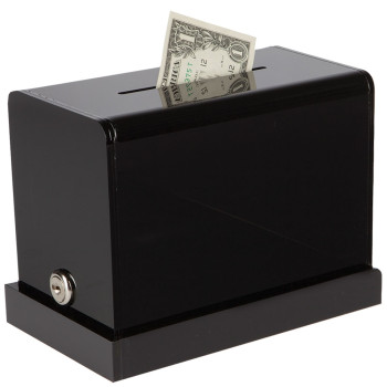 Black Acrylic Counter Mount Tip Box - 7-3/4W x 6H x 4-1/4D - Keyed Alike