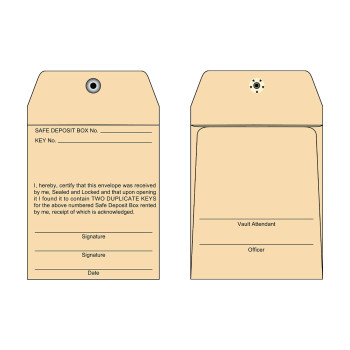 (W x H): 3" x 3-1/2" - Permanent-Lock Vault Key Envelope - 300 Per Box - Sand