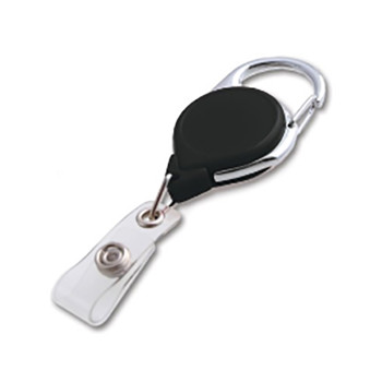 Black Carabiner Badge Reel with Strap