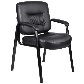 Executive Leather Guest Chair with Padded Armrests