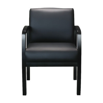 Contemporary Leather Guest Chair w/ Black Wood Legs